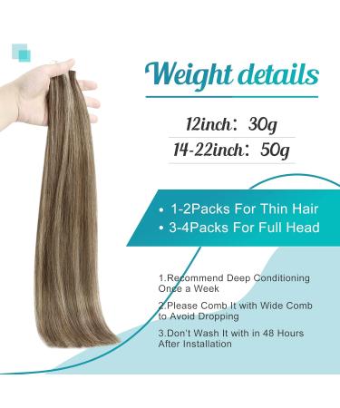 Fshine Adhesive Tape Hair Extensions | 45cm Medium Brown & Honey Blonde | Double-Sided Invisible Skin Cutting Strap | 20 Pieces | Real Hair #4P27 - Buy Online on GoSupps.com