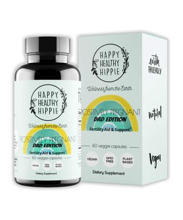 Happy Healthy Hippie Positively Pregnant for Dads  All-Natural Fertility Dietary Supplements for Men  Premium Male Fertility Aid - Tribulus Terrestris, Ginseng and Ashwagandha Extract  60 Capsules