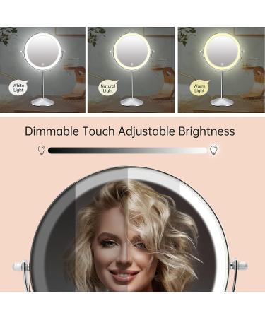 FASCINATE Rechargeable 1X/10X Magnifying Mirror with 54 LEDs - Dimmable Makeup Vanity Mirror in White - Buy Online on GoSupps.com