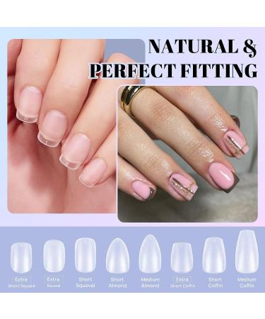 Ejiubas Soft Gel Nail Tips & Glue Kit - 300pcs Short Square Fake Nails with Extension Kit for Gel Nails - Buy Online on GoSupps.com