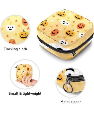 Halloween Pumpkin Sanitary Napkin Storage Bag - Portable Period Kit Pouch, Menstrual Cup & Nursing Pad Holder - Color 7 - Buy Online on GoSupps.com