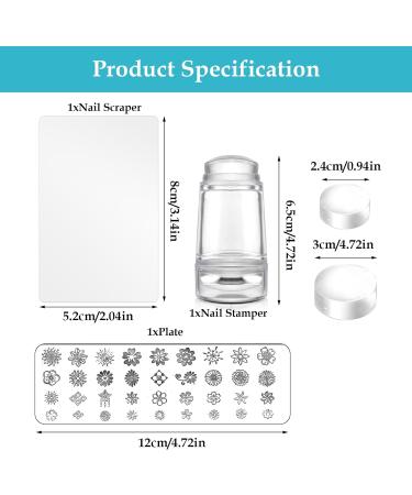 Nail Art Stamper Set - 1 Pc Silicone Nail Art Stamper with 2 Pcs French Nail Stamper Head 1 Nail Stamping Plate and 1 Scraper Manicure Tools Kit for Home Salon DIY Nail Art Decor - Buy Online on GoSupps.com