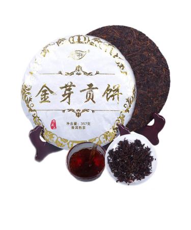 357g (0.787LB) Riper Pu'er tea old Puer tea Yunnan Golden Bud Tribute Cake Puer Tee Black Tee Boiled Pu-Eerh-Tee Chinese Tea Healthy Puerh-Tee Red Tea Green Shu Cha
