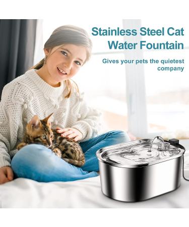 TIANSUSO Cat Water Fountain Stainless Steel  3.2L/108oz Automatic Pet Water Fountain for Cats Inside  Dog Water Dispenser Fountain  Super Quiet and Dishwasher Safe  1 Reptile Food Water Bowl - Buy Online on GoSupps.com
