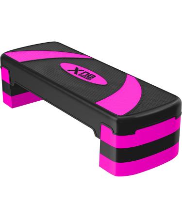 XN8 Adjustable Aerobic Stepper Exercise Step Platform with 3 Risers - Pink - Buy Online on GoSupps.com