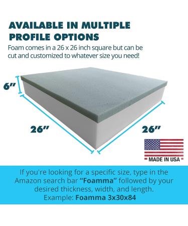 Foamma Gel Memory Foam Chair Cushion - 6 x 26 x 26 - High Density Base - Medium Feel | Dining Chairs & Wheelchair Seat Replacement - Buy Online on GoSupps.com