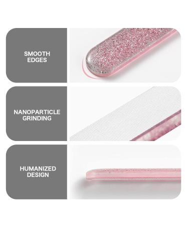 Bezox Glass Nail File Set - 2PCs Professional Salons Tools for Acrylic & Natural Nails - Durable Glass Hardness - Perfect Manicure Kit - Pink - Buy Online on GoSupps.com