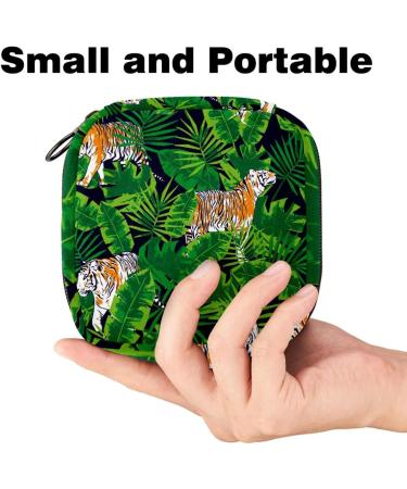 Storage Bags for Women's Bandages | Jungle Motif - Parrots Tigers & Tropical Leaves | Large Menstrual Cup Pocket with Zipper - Ideal for Tampons & Insoles - Buy Online on GoSupps.com