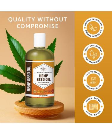 Organic Hemp Seed Oil (8 oz) Premium Cold Pressed Unrefined | 100% Pure Hemp Seed Oil for Skin Face Hair Soap Making Massage | Carrier for Essential Oils | Available in Bulk | 8 FL OZ - Buy Online on GoSupps.com