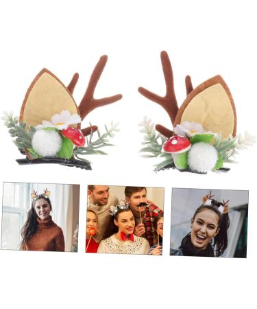 minkissy 1pair Clips Pins Reindeer Brown Hairpin and for Christmas Ears Antler Cat Adorable Accessories Decor with Party Accessory Xmas Mushroom Barrette Alligator Horn Decoration - Buy Online on GoSupps.com