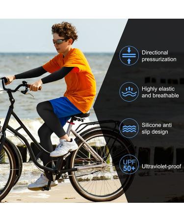 Kids Youth Basketball Compression Leg & Arm Sleeves - 4 Pairs Black/White (Small) - Buy Online on GoSupps.com