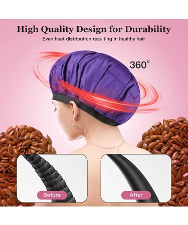 Second Generation Cordless Deep Conditioning Heat Cap - Microwavable and Safe for Hair Steaming - Flaxseed Interior for Maximum Heat Retention - Purple - Buy Online on GoSupps.com