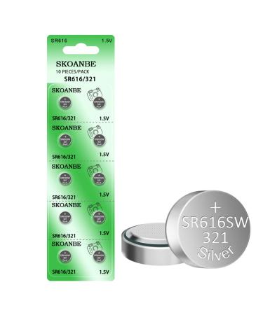SKOANBE 321 SR616SW 1.5V Watch Battery Button Cell (10-Pack)