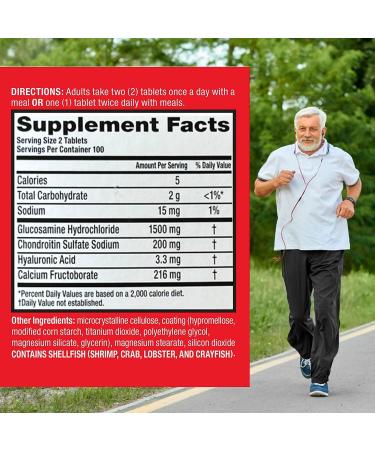 Move Free Advanced Glucosamine Chondroitin + Calcium Fructoborate Joint Support Supplement Supports Mobility Comfort Strength Flexibility & Lubrication - 200 Tablets (100 Servings)* - Buy Online on GoSupps.com