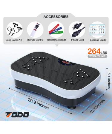 Vibration Plate Exercise Machine with Remote Control & Resistance Bands - Black & White - Buy Online on GoSupps.com