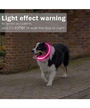 Coolzon LED Light Neck Band Dog Collar - Waterproof & Adjustable - 3 Modes Super Bright for Small to Large Dogs & Cats - Pink - Buy Online on GoSupps.com