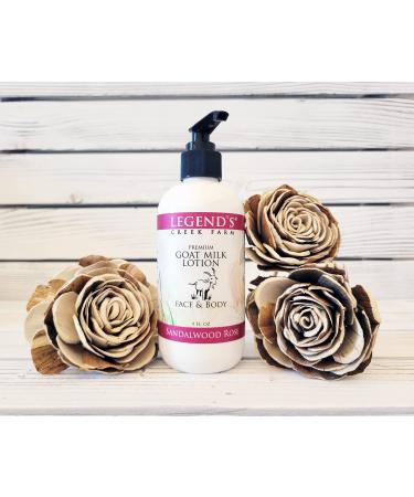 Legends Creek Farm Goat Milk Lotion - Moisturizing Body, Hand & Face Cream with Shea Butter, Aloe & Sunflower Oil - 9 Oz Sandalwood Rose - Handmade in USA - Buy Online on GoSupps.com