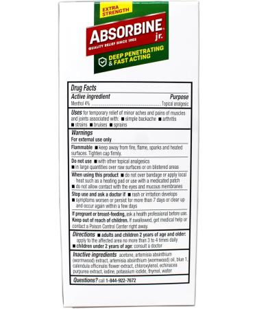 ABSORBINE JR. Extra Strength Pain Relieving Liquid for Muscle Joints Arthritis Pain with No-Mess Applicator 4 Oz - 3 Pack - Buy Online on GoSupps.com