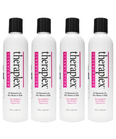 Theraplex Clear Emollient Lotion (8 oz) - No Parabens or Preservatives Noncomedogenic and Hypoallergenic Fragrance Free Dermatologist recommended - National Eczema Association Seal of Acceptance (Pack of 4)