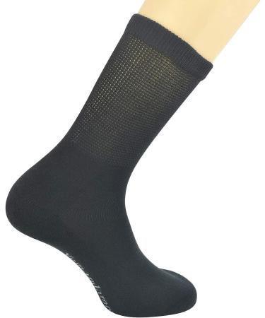 Yomandamor Men's Cotton Diabetic Crew Socks - Non-binding Top, Seamless (4 Pairs, Size 10-13, Black) - Buy Online on GoSupps.com