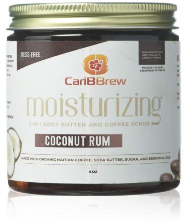 Coconut Coffee Scrub - Moisturizing Haitian coffee scrub with Shea Butter 8 oz (coconut rum). Sugar Scrub Body Polish Exfoliating Foot Scrub Body Exfoliator Natural Sugar Scrubs for Women & Men