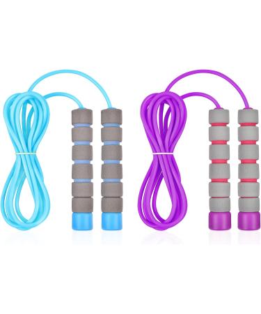 Flintronic Adjustable Jump Rope for Kids - 2 Pieces 260cm Foam Handles Blue & Purple Perfect for Fitness & Fun - Buy Online on GoSupps.com