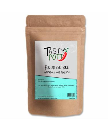 TASTY POTT Tasty Pott Fleur de Sel Sicilian Salt 250g | Cooking & Roasting | Seasoning Marinade Grilling | Enhance Flavor | Meat Vegetables Fish | Value Refill Pack
