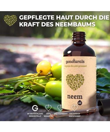 Gonaturals Neem l Bio 100ml | 100% Pure Cold Pressed Neem Oil for Pimples & Acne | Vegan Cruelty-Free Additive-Free - Buy Online on GoSupps.com