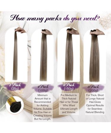 LAAVOO Virgin Hair Extensions - Brown Ombre Balayage 45cm - Real Hair Tress #4/7/80 - 25g Quality - Buy Online on GoSupps.com