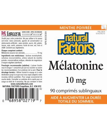 Natural Factors Melatonin 10 mg Peppermint 90 Tablets 90 count (Pack of 1) 10 mg - Buy Online on GoSupps.com