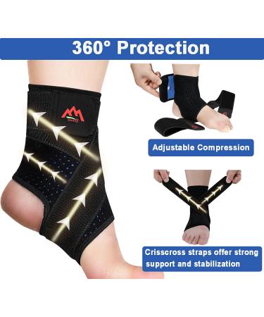 Adjustable Compression Ankle Braces 2PCS for Men & Women Breathable Support for Sprains, Sports Injuries - Large Classic Black - Buy Online on GoSupps.com