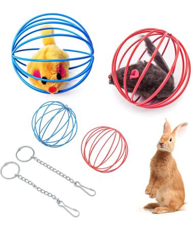 2PCS Rabbit Hay Feeder Ball Bunny Grass Sphere Play Chew Toy 2-in-1 Hay Manger Dispenser for Chinchillas Guinea Pigs Hamsters Small Animals Blue Red - Buy Online on GoSupps.com