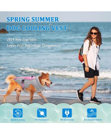Dog Cooling Vest - Reflective Sunproof Jacket with Adjustable Straps for All Sizes | Evaporation Technology for Summer & Winter - Pink - Buy Online on GoSupps.com