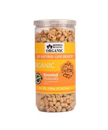 Blessfull Healing Organic Natural Vegan Lemon Pepper & Garlic Roasted Peanuts Crunchy Healthy Snacks 500 Gram