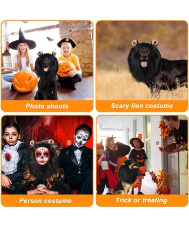 Vivifying Lion Mane Dog Costume - Adjustable Halloween Wig with Ears for Medium & Large Dogs (Black) - Buy Online on GoSupps.com