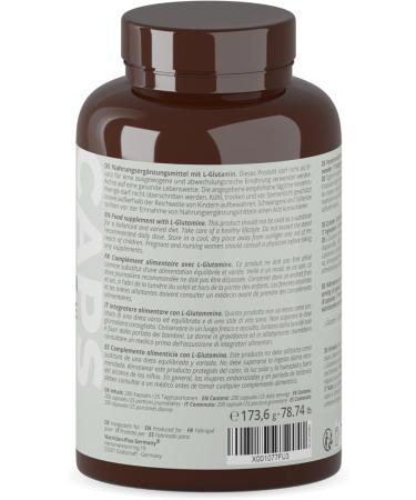 High-Dose Vegan L-Glutamine Capsules - 200 Mega Caps | 750mg Pure L-Glutamine for Fitness & Bodybuilding | No Additives | International Shipping - Buy Online on GoSupps.com