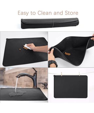 Emwel Waterproof Non-Slip Silicone Feeding Mat for Dogs & Cats - 47x30cm Gray/Black Ideal Food & Water Bowl Underlay - Buy Online on GoSupps.com