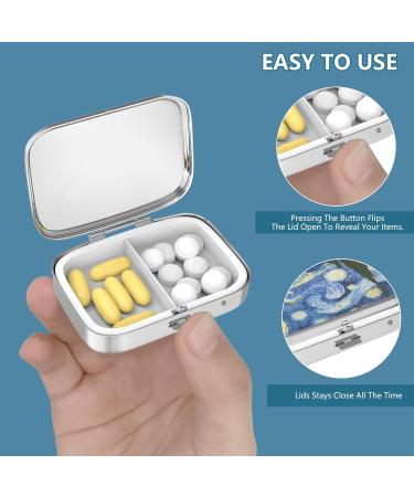 Portable 2-Compartment Pill Box - Decorative Metal Medicine Organizer | Unique Gift - Sun Kiss Moon Design - Buy Online on GoSupps.com