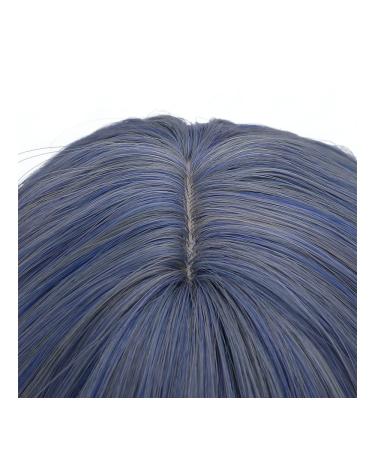 14 Inch Mix Blue Wavy Bob Wig with Air Bangs for Women - Shoulder Length Synthetic Wig for Summer Party, Cosplay, and Daily Use - Buy Online on GoSupps.com