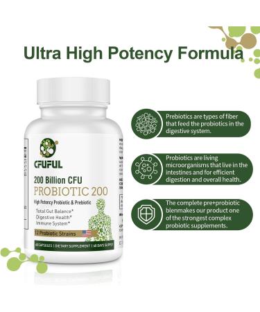 Cfuful 200 Billion CFU Probiotics 200 High potency Probiotics & Prebiotics - 60 Capsule - Buy Online on GoSupps.com
