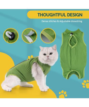 Avont Katzenbody Recovery Suit for Cats - After Op Castration Spay & Weaning Leak Protection - M Green - Buy Online on GoSupps.com