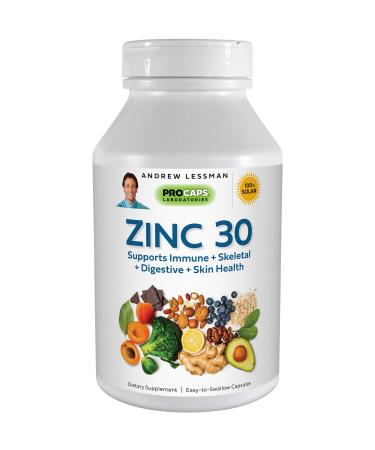 Andrew Lessman Zinc 30 360 Capsules Highly absorbable Zinc Citrate. Supports Immune Skeletal Digestive and Skin Health. Small Easy to Swallow Capsules. No Additives 360 Count (Pack of 1)