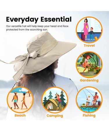 Rollable UPF 50+ Sun Hat with Neck Flap for Women and Men - Khaki - Buy Online on GoSupps.com