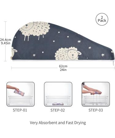 Buy Cartoon Sheeps Hair Towel 2 Pack | Super Absorbent Quick Dry Hair Turbans for Women & Girls - Perfect Hair Drying Solution - Buy Online on GoSupps.com