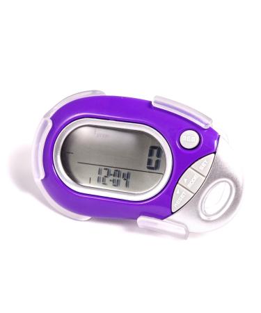 Pedusa PE-771 Tri-Axis Multi-Function Pocket Pedometer - Purple With Holster/Belt Clip
