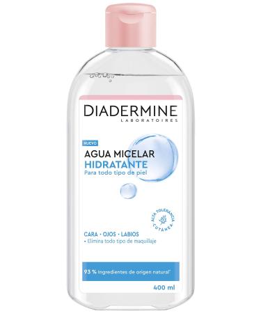 Diadermine - moisturizing micelle water 400 ml formula with aloe vera gently removes make -up of face and eyes clean cleaned and hydrated skin
