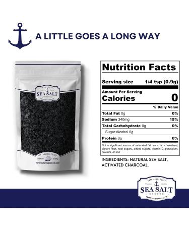 Hawaiian Black Lava Sea Salt - 14 oz Bag | Sal Negra for Cooking & Cocktails | Sea Salt Superstore - Buy Online on GoSupps.com