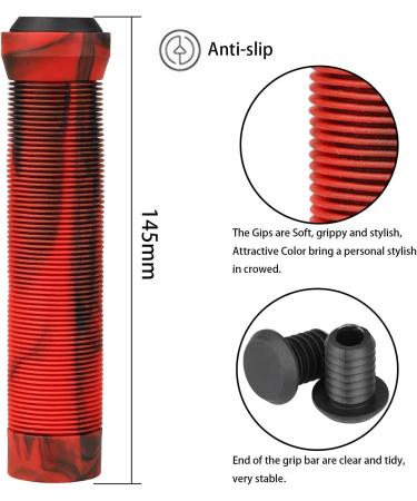 Kutrick 145mm Soft Flangeless Longneck Handle Bar Grips for Pro Scooters and BMX Bikes - Red/Black - Buy Online on GoSupps.com