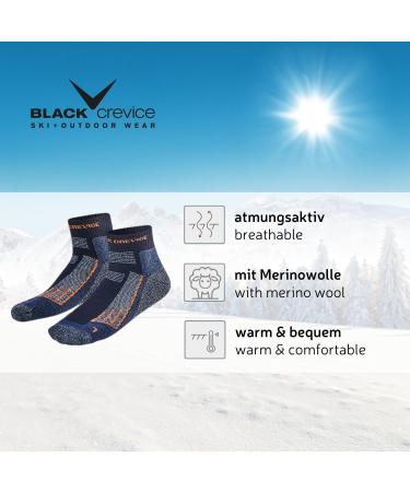 Black Crevice Merino Hiking Socks for Men & Women | Odor-Inhibiting Breathable Trekking Socks in Various Colors & Sizes | Reinforced Toe & Heel | 2 Pairs Short Black/Orange 39-42 - Buy Online on GoSupps.com