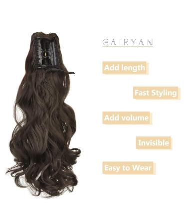 Buy Gairyan 45cm Claw Clip Ponytail Extensions - Curly Wavy Synthetic Hair in Medium Brown | Clip-in Hair Extensions for Women - Buy Online on GoSupps.com